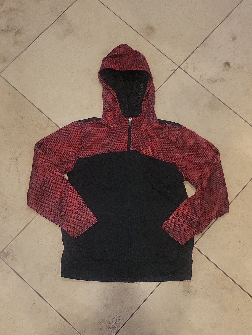 Boy's Hooded Zip Sweater - Red and Black